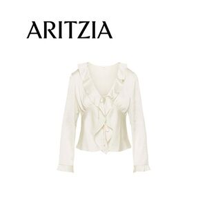 Aritzia Satin Ruffle Blouse